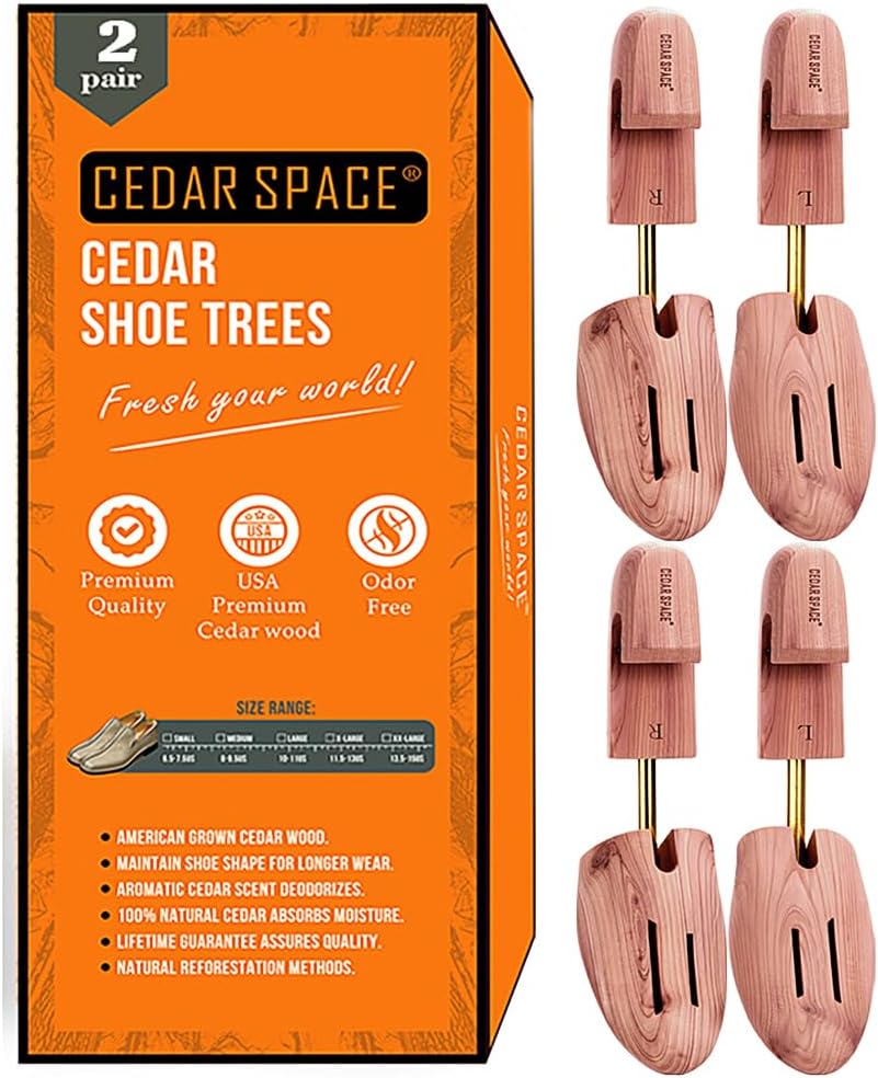 Cedar Space Wooden Shoe Stretcher Tree for Men, Sizes 6.5-14