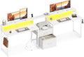 98 in Two Person Gaming Computer Desk with LED Monitor Stand - Long