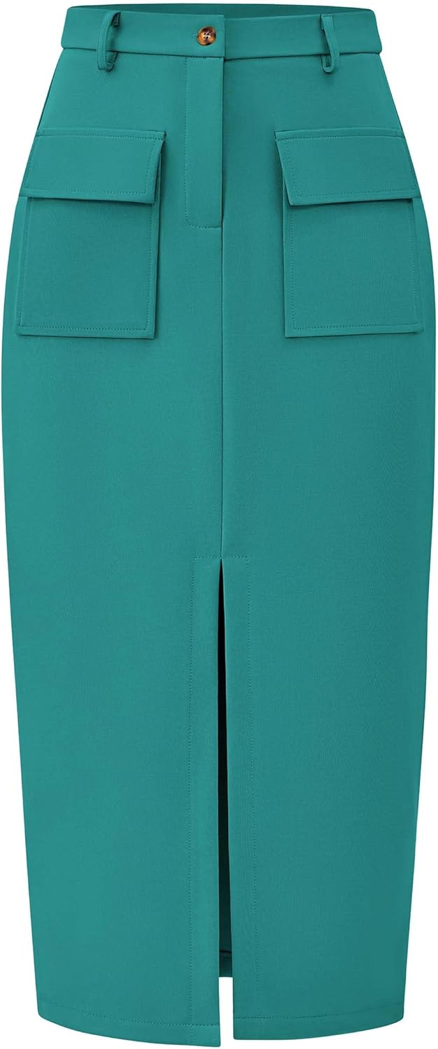 KIRUNDO Midi Skirts for Women: Trendy High Waisted Cargo Style