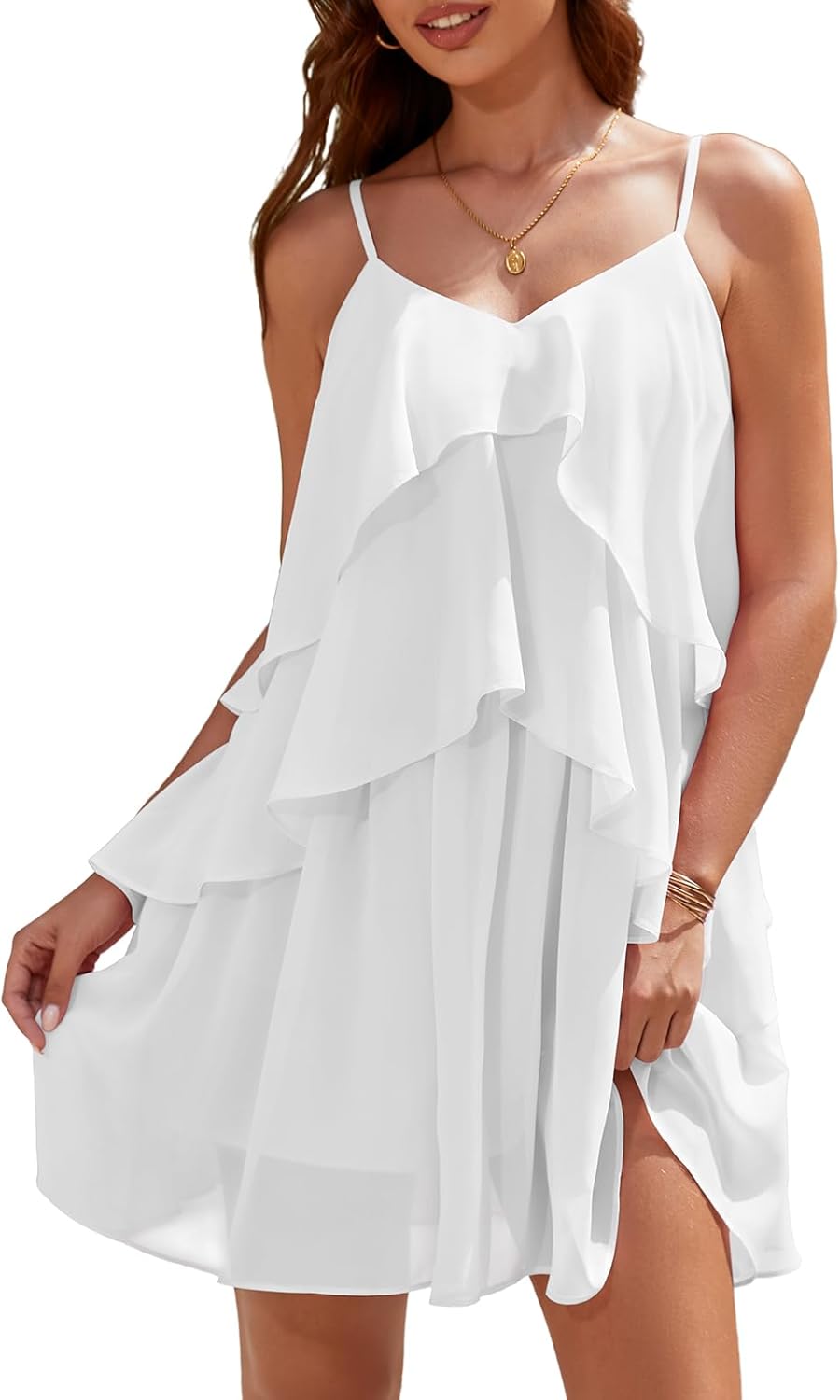DRESSTELLS Women's Cocktail Ruffle Tiered Dress for Events