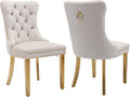 Velvet Dining Chairs Set of 2 - Tufted Comfort with Golden Legs