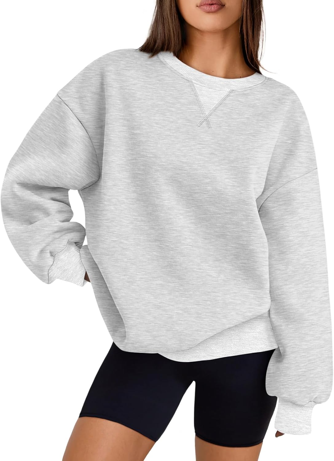 Trendy Queen Women's Oversized Color Block Crewneck Sweatshirt