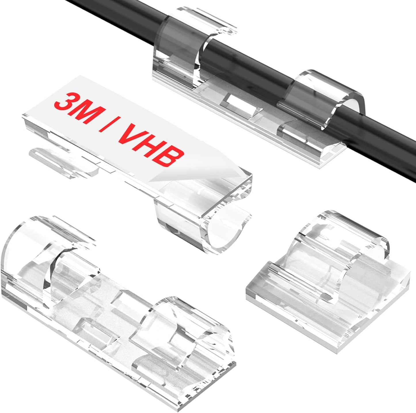 TidyHelper Adhesive Cable Clips - Strong & Clear Cord Organizers