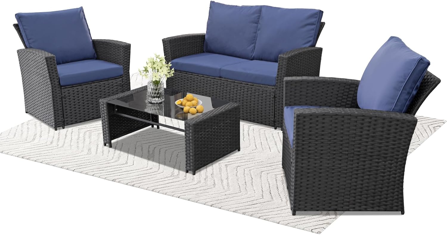 4 Piece Outdoor Patio Furniture Set for Comfort and Style