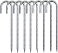 8 Pack 16 Heavy Duty Galvanized J Hook Stakes - Anti Rust Steel