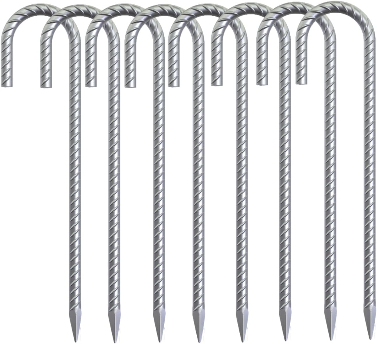 8 Pack 16 Heavy Duty Galvanized J Hook Stakes - Anti Rust Steel