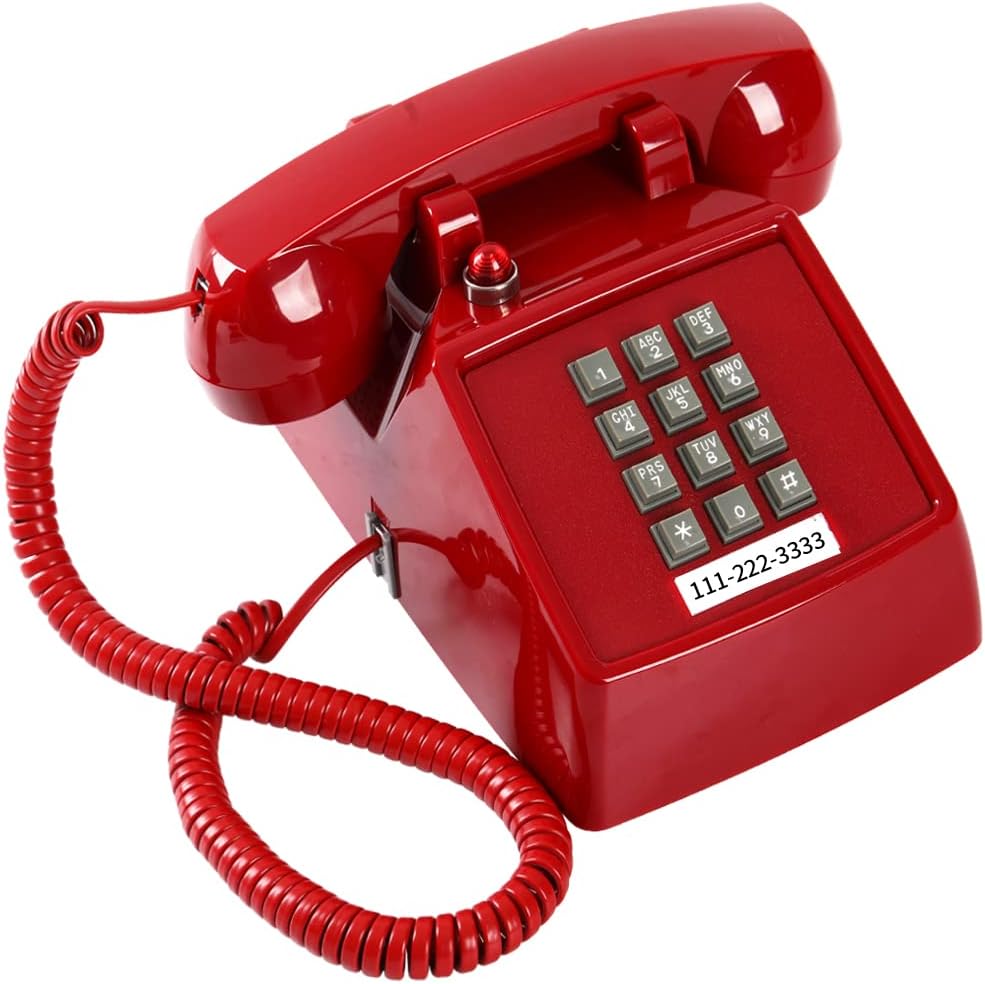 Traditional Red Landline Phone for Home and School Use