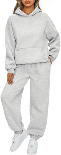 Womens 2 Piece Oversized Hoodie Tracksuit Set - Cozy Travel Wear