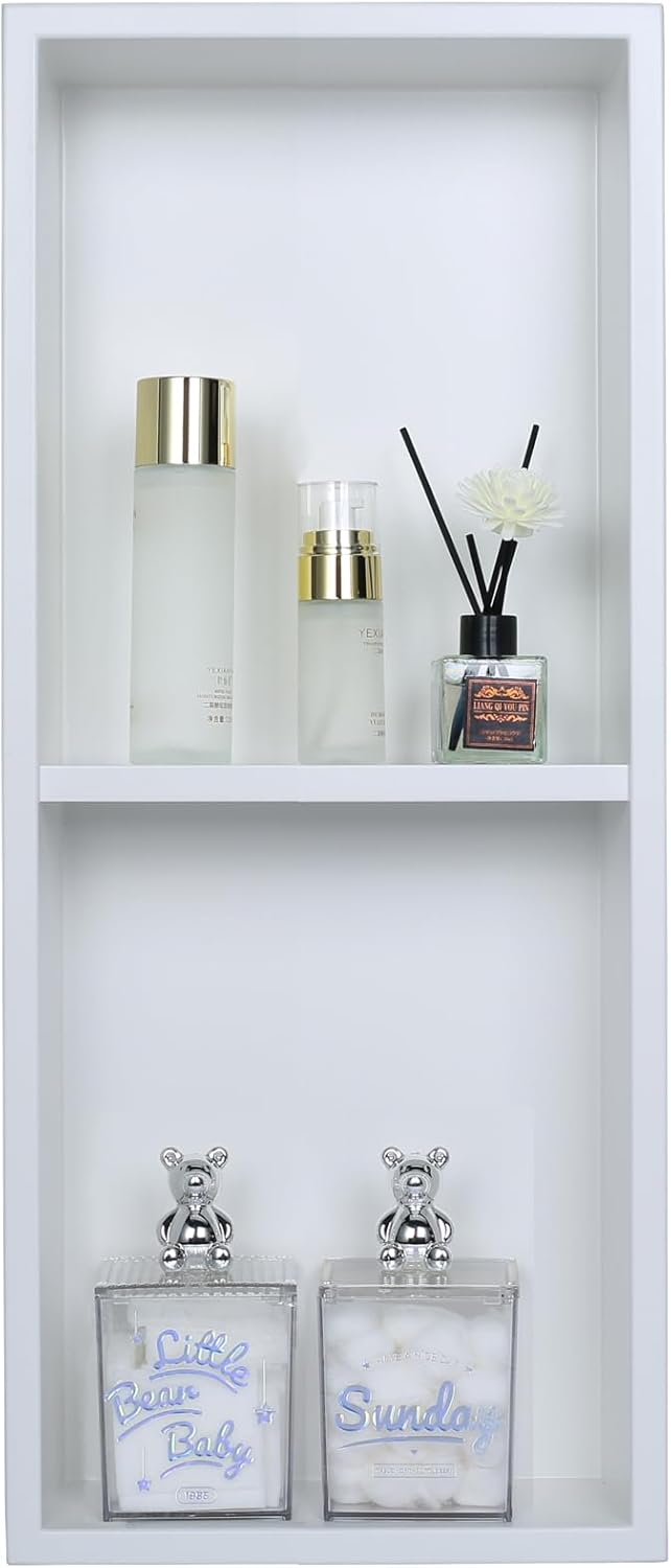 Narrow Shower Niche for Tiny Shower Room Storage and Style