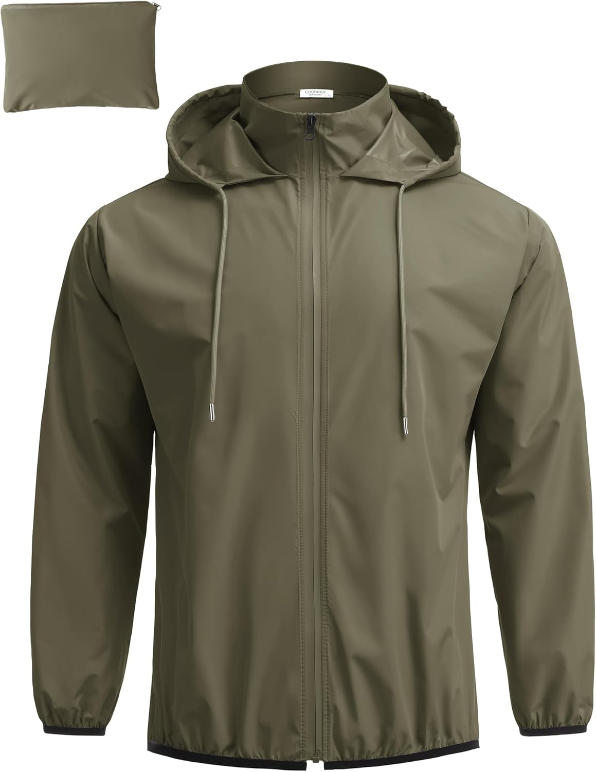 COOFANDY Men's Packable Rain Jacket - Lightweight Waterproof Gear