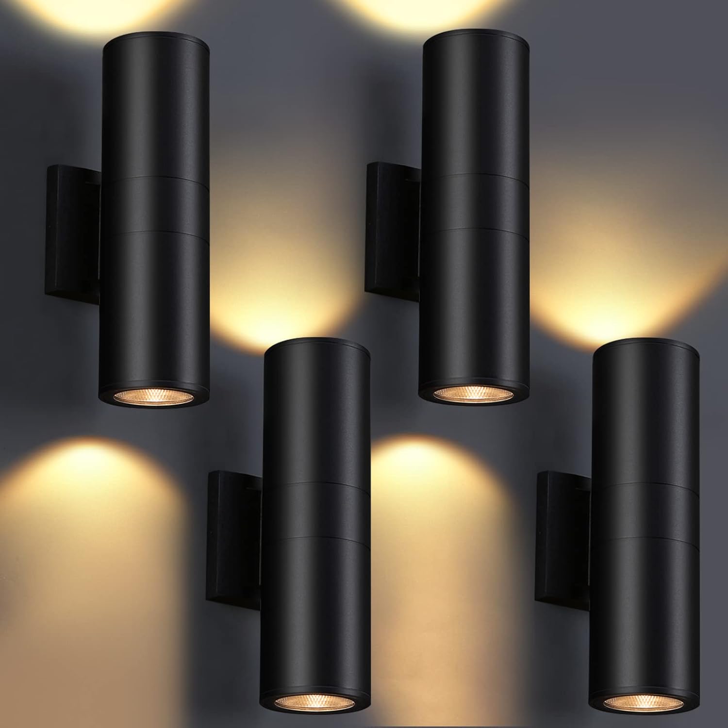 Integrated LED Cylinder Up Down Outdoor Wall Lights 4Pack