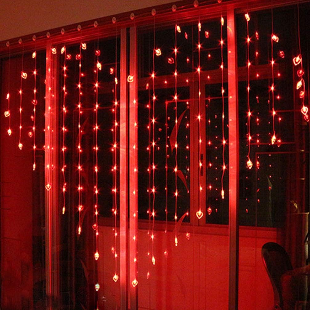 OSALADI LED Heart Curtain Lights