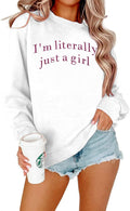 LOTUCY Just A Girl Embroidered Sweatshirt