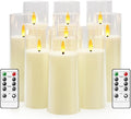 Flickering Flameless Candles Battery Operated Pillar Pack of 9