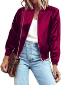 Bomber Jacket Lightweight Zip Up Striped Coat - Casual Windbreaker