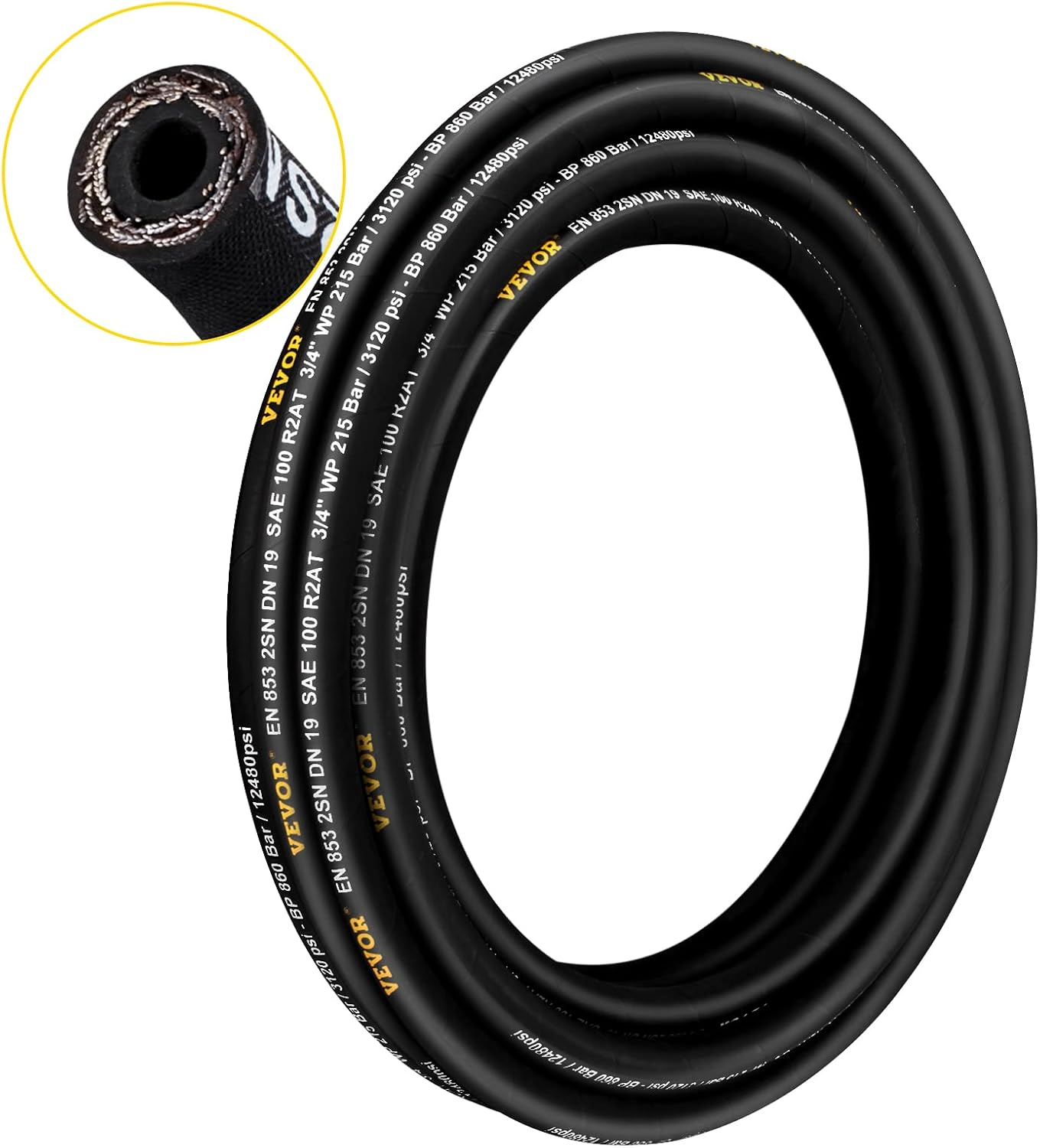 Hydraulic Hose 3/8 Inch x 100 Ft for High-Pressure Applications