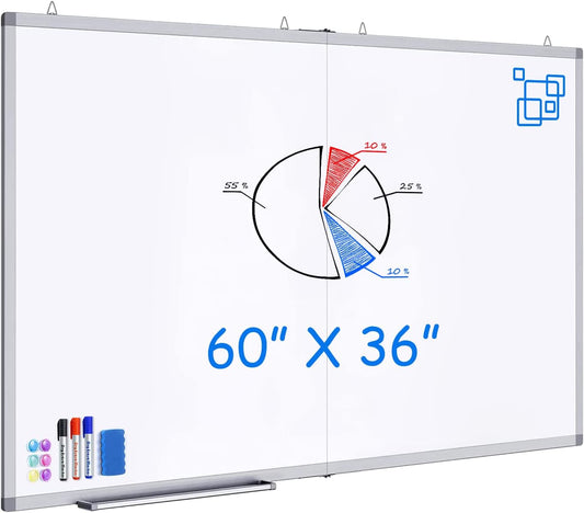 Maxtek Large Magnetic Whiteboard 60 x 36 for Home & Office Use