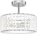Modern Crystal Ceiling Light 3-Light Semi Flush Mount - Elegant