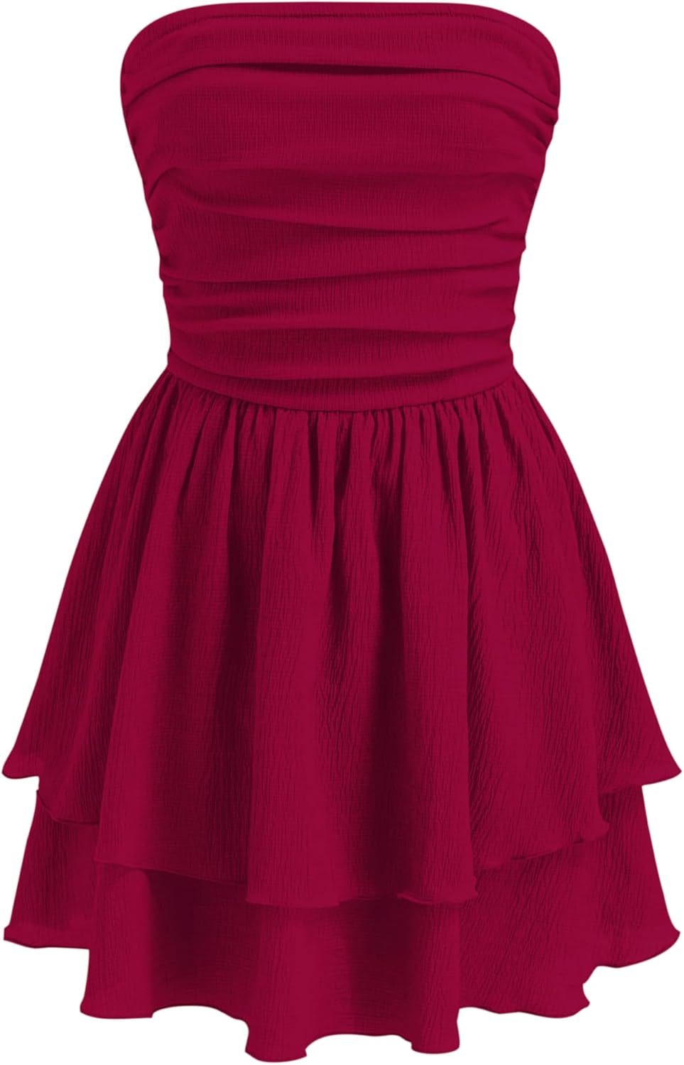 CIDER Women's Summer Cocktail Dress - Tube Ruched Ruffle Mini