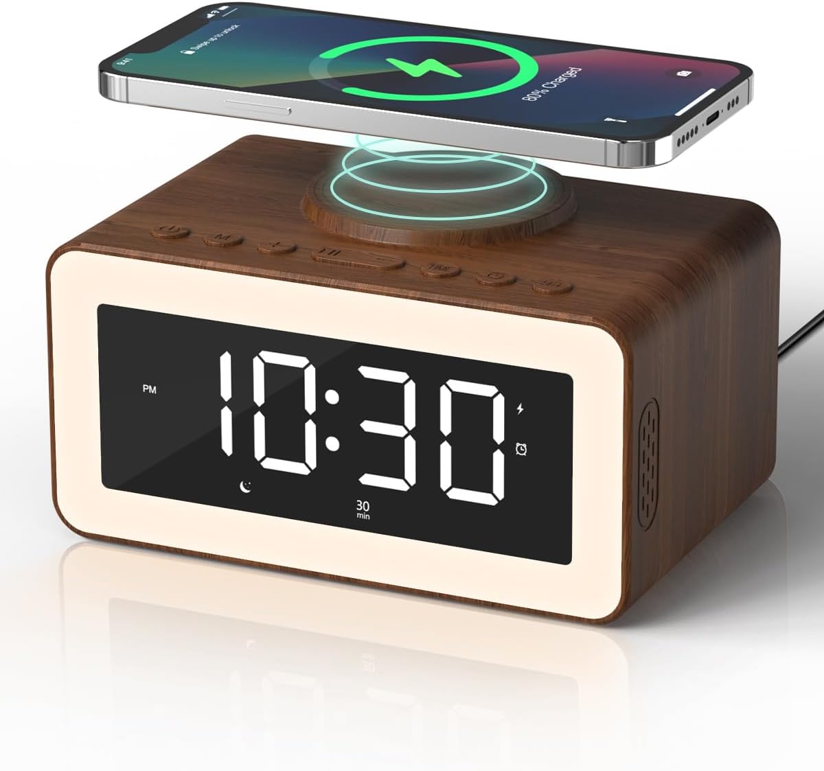 Digital Alarm Clock Bluetooth Speaker with Wireless Charging