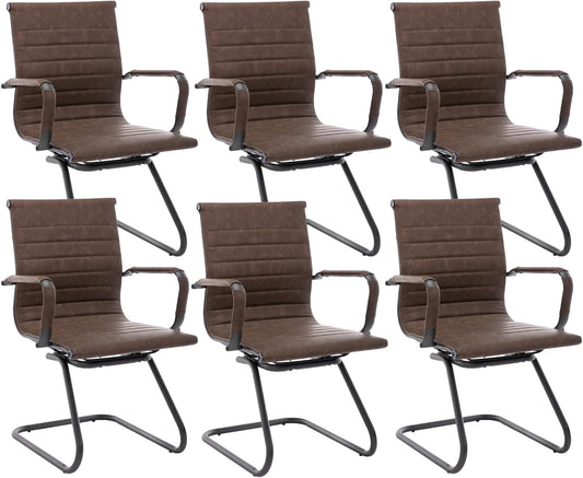 CIMOTA Waiting Room Chairs Set of 6 Leather Office Guest Chair
