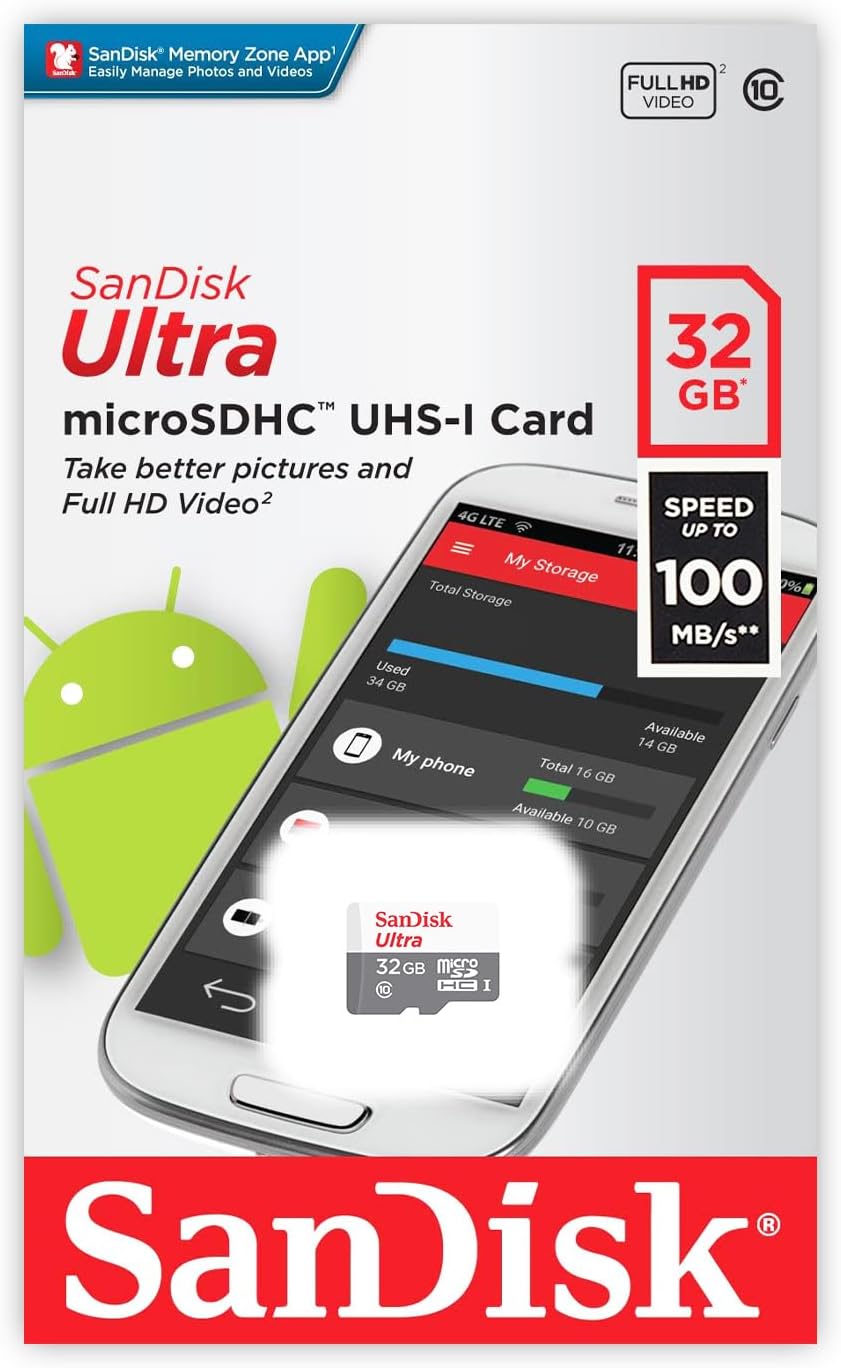 SanDisk 32GB Ultra Micro SD - Fast Class 10 Memory