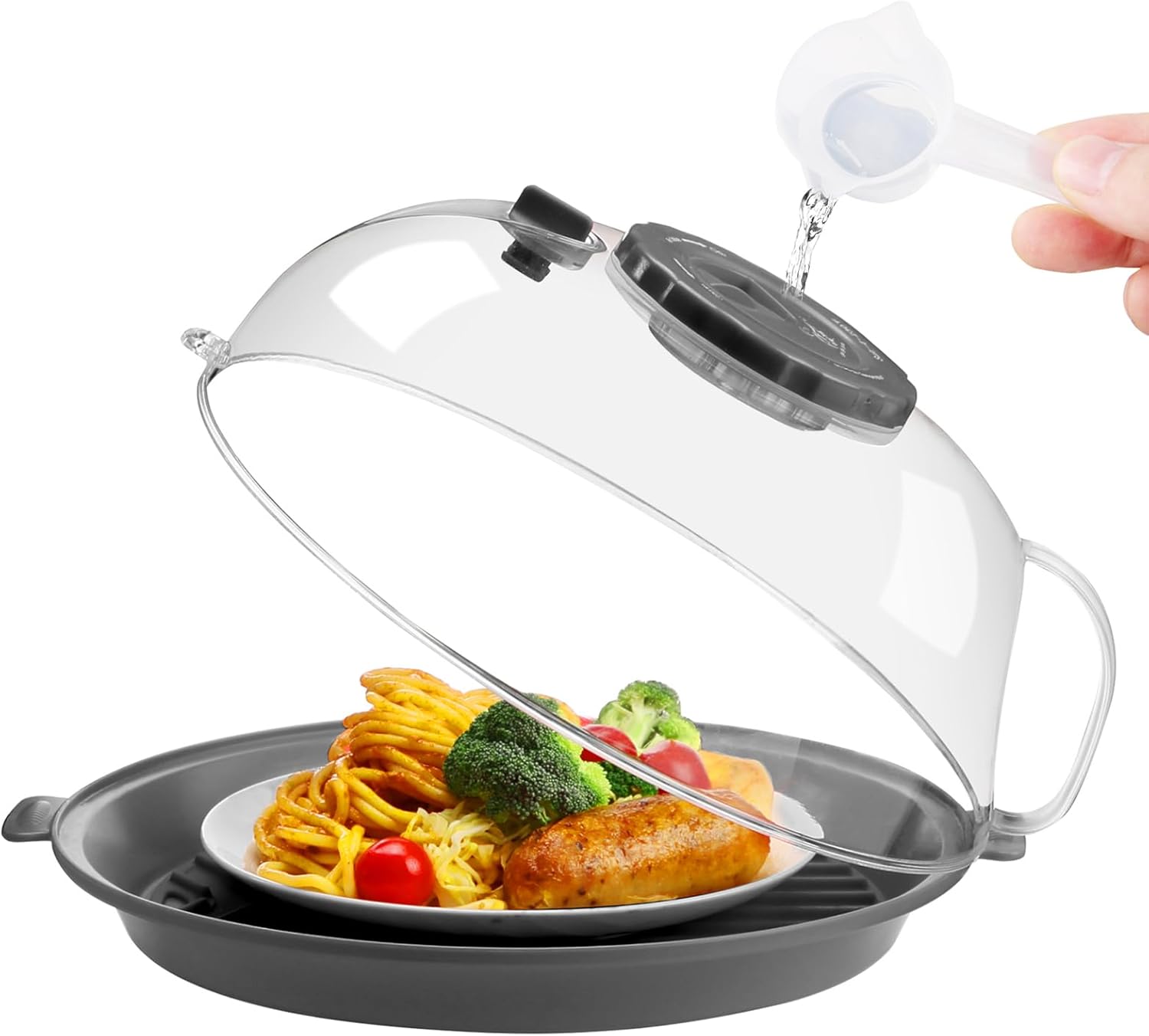10.2 Microwave Splatter Cover - Clear Guard with Water Steamer