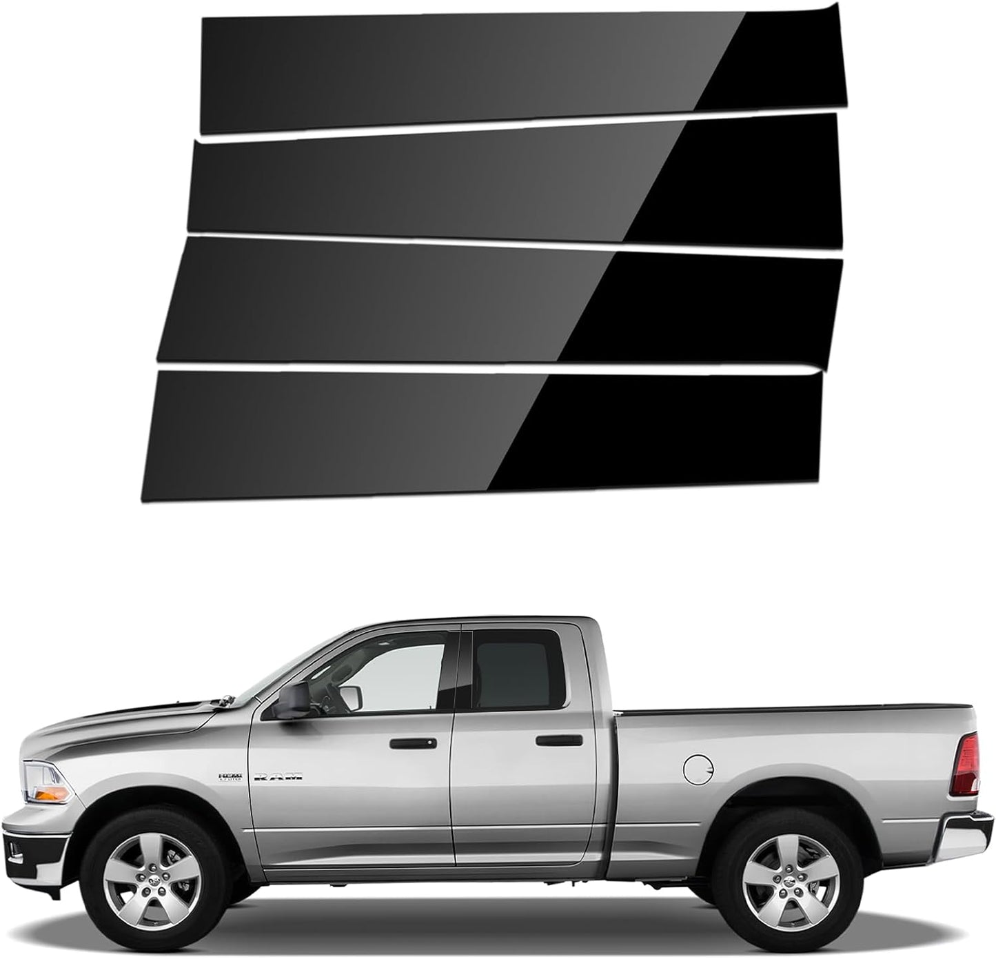 ACLONG Glossy Black Stainless Steel Pillar Posts for Dodge Ram