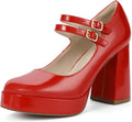 Women Mary Jane Platform Chunky Heels - Closed Toe Square Pumps