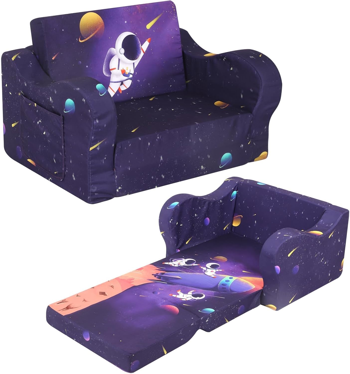 Kids Sofa 2-in-1 Flip-Out Foam Couch for Play and Relaxation