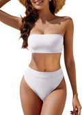 YACUN Women's High Waisted Bikini Strapless Bandeau - Flattering Tummy