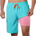 BRISIRA Mens Swim Trunks 9 in Inseam Compression Liner - Quick Dry You