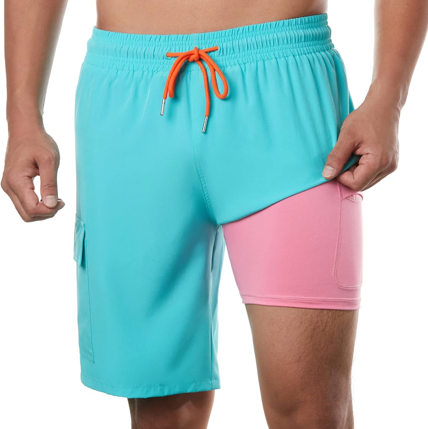 BRISIRA Mens Swim Trunks with Compression Liner for Comfort