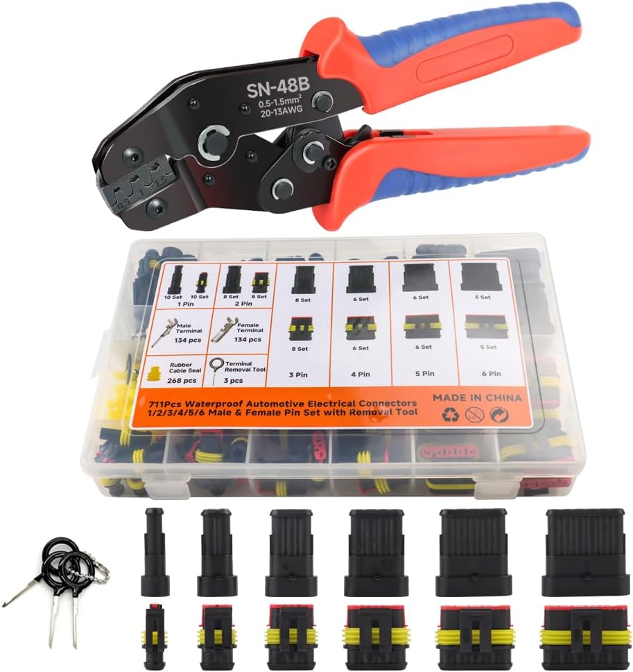 711Pcs Waterproof Automotive Wire Connectors with Crimping Tool