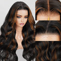 28 Inch Ombre Highlight Lace Front Wig Human Hair - Natural Look