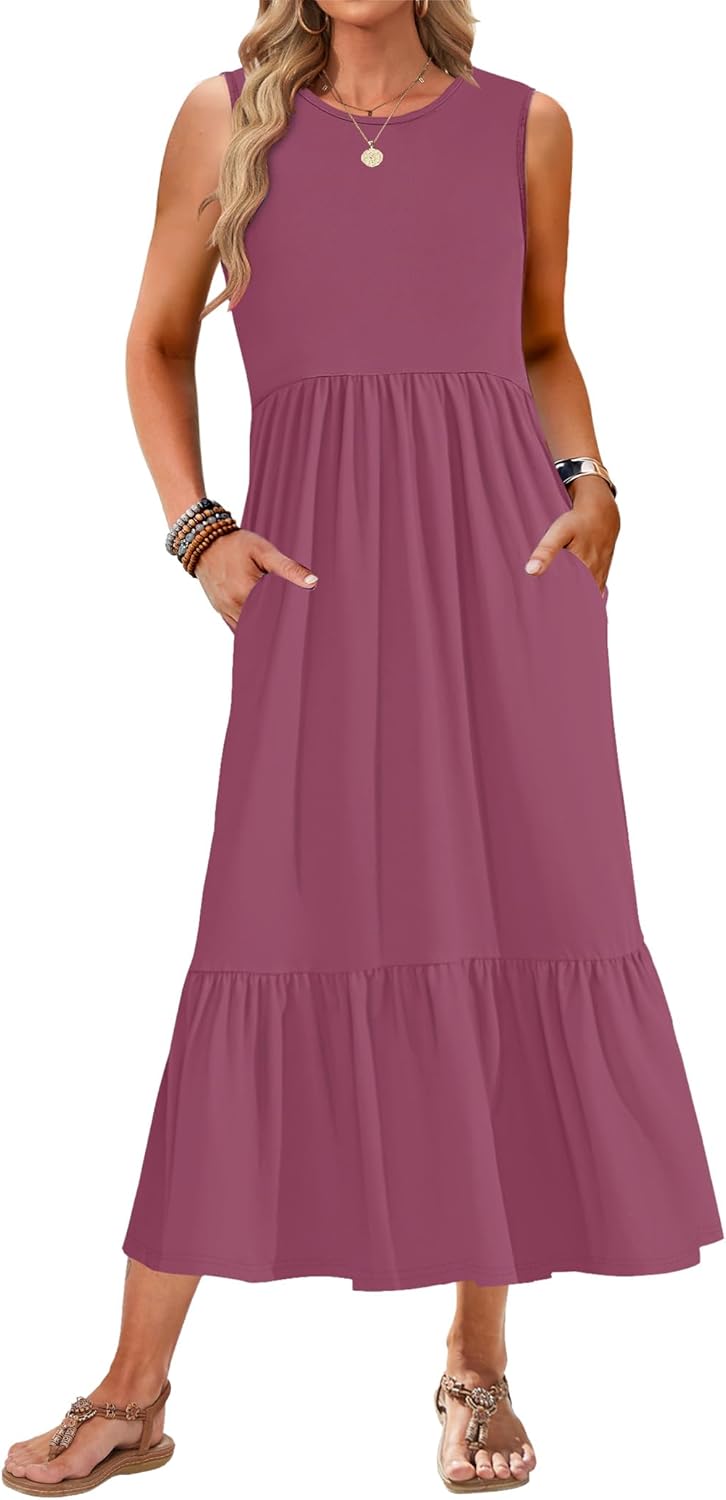 AUSELILY Womens Summer Dresses 2025 Casual Flowy Maxi Dress