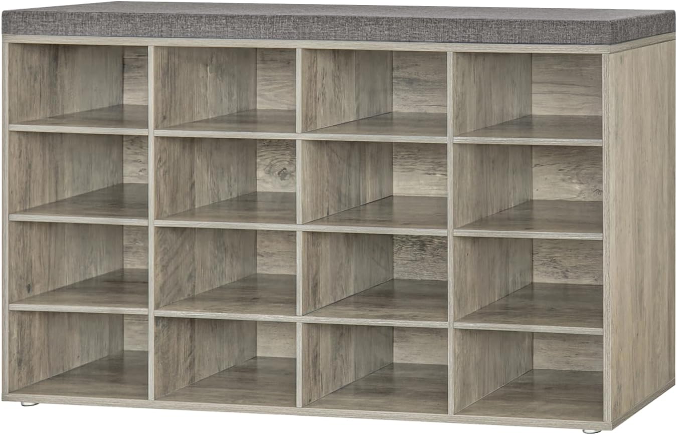 DINZI LVJ Shoe Storage Bench with Cushion for Entryway and More