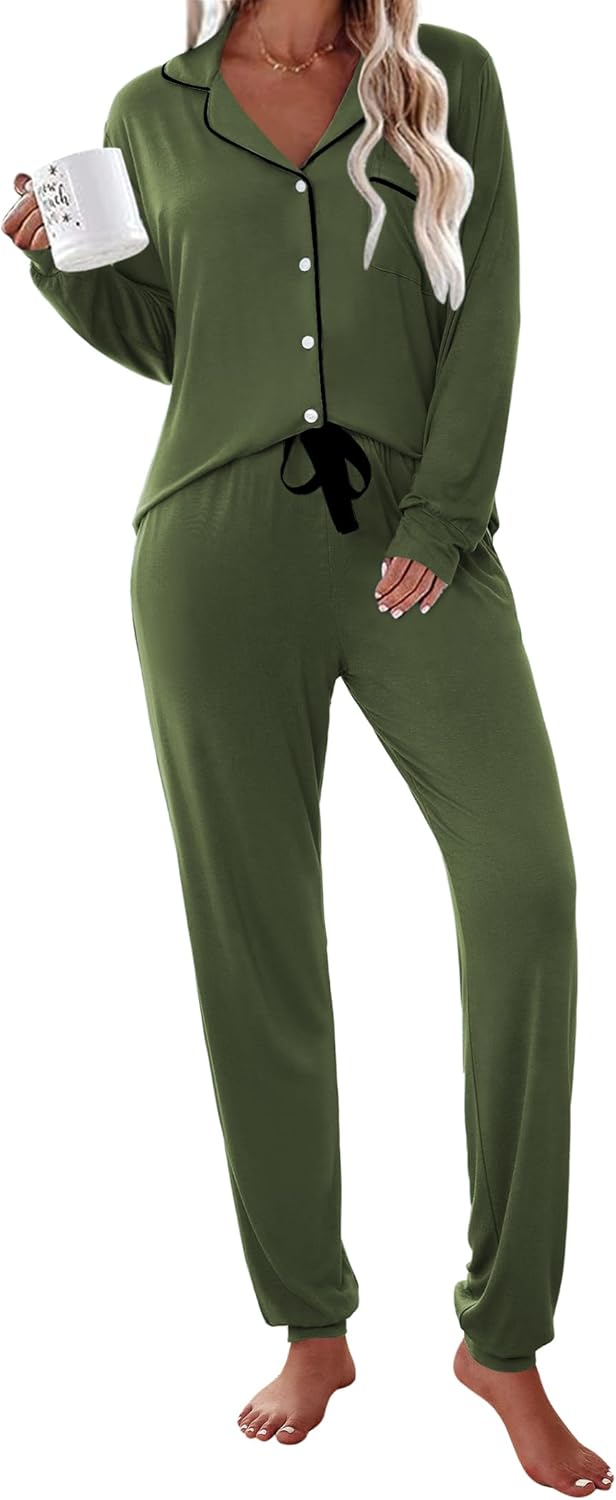 Ekouaer Pajamas Set Long Sleeve Sleepwear for Ultimate Comfort