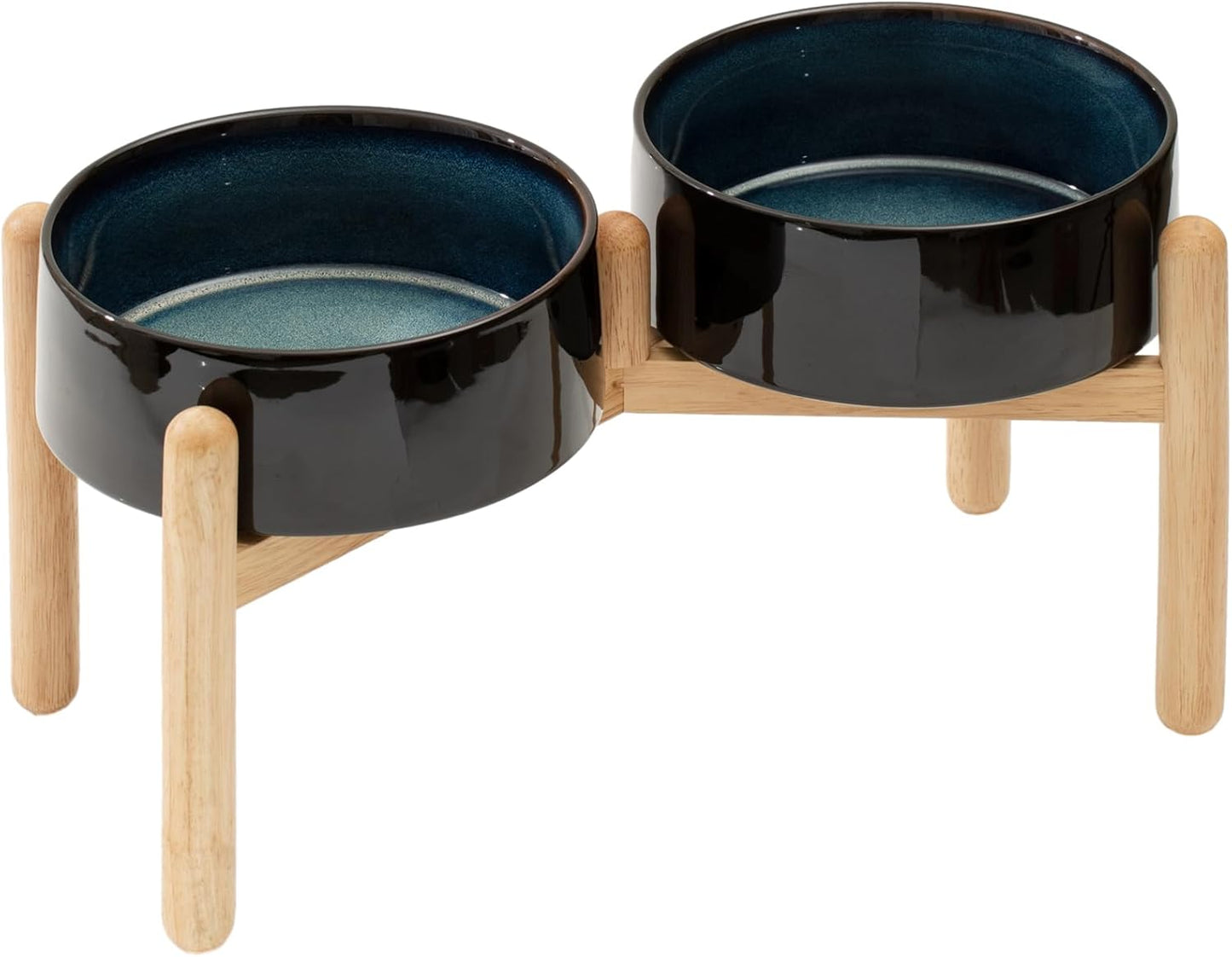 Ceramic Raised Dog Bowl with Stand for Large Breeds - Starry Sky