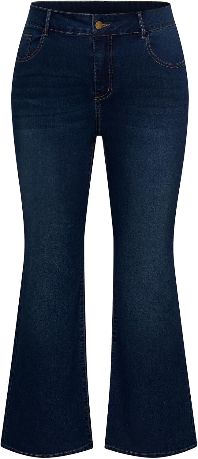 Hanna Nikole Women's Plus Size Flared Jeans for Stylish Comfort