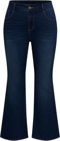Plus Size Wide Flared Jeans High Waisted Stretchy Bell Bottoms Jewelry