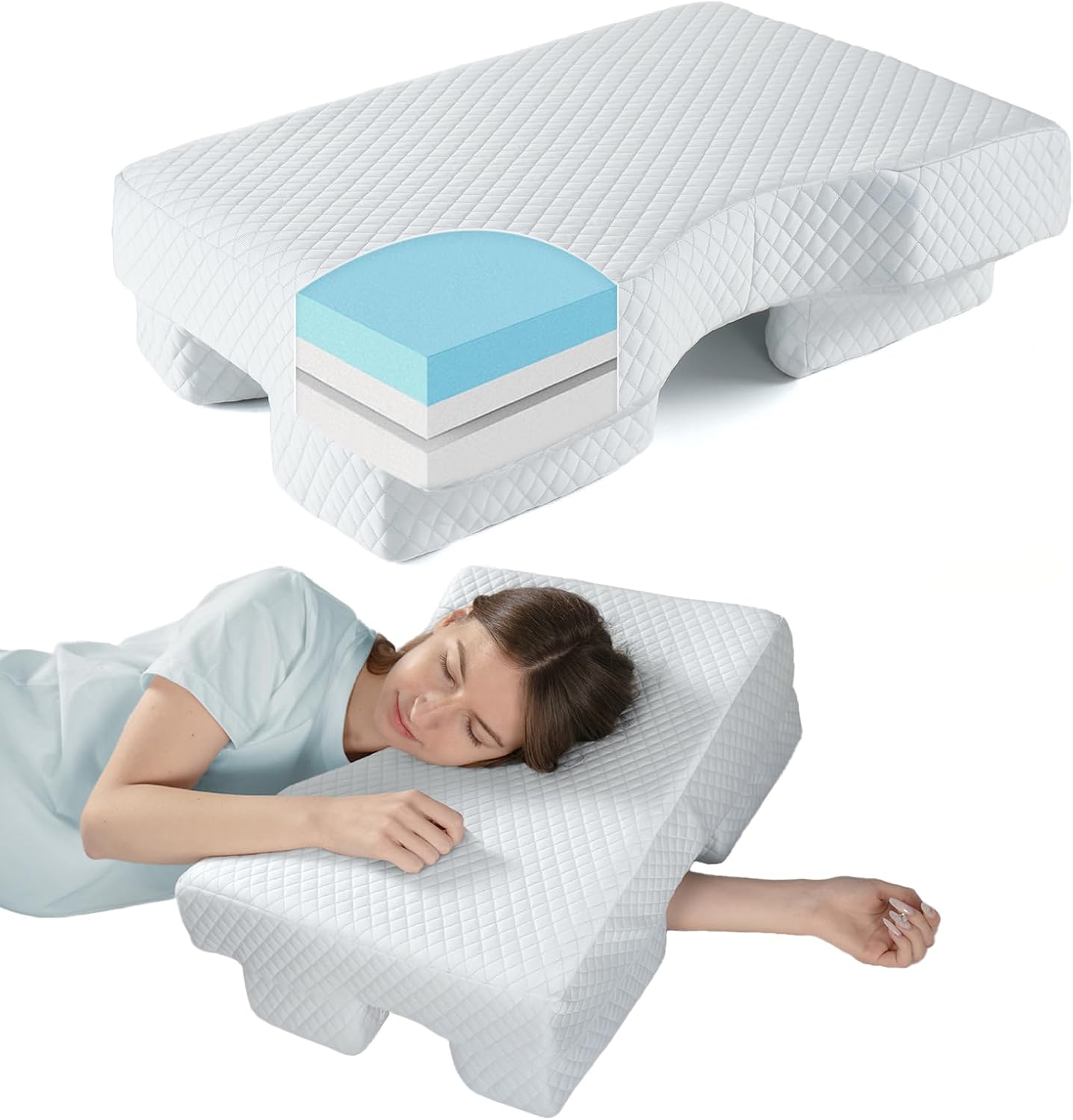 PYURIFAI Side Sleeper Pillow with Arm Hole for Comfort
