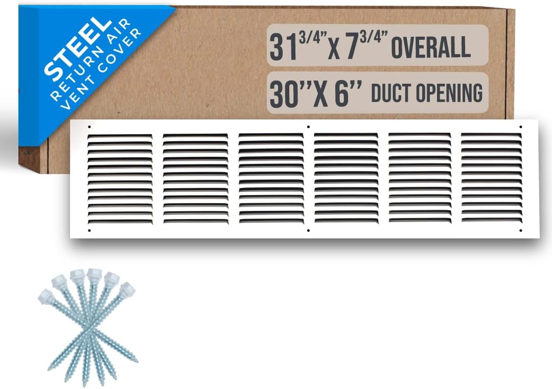 30x6 Steel Return Air Grille for Sidewall and Ceiling Use