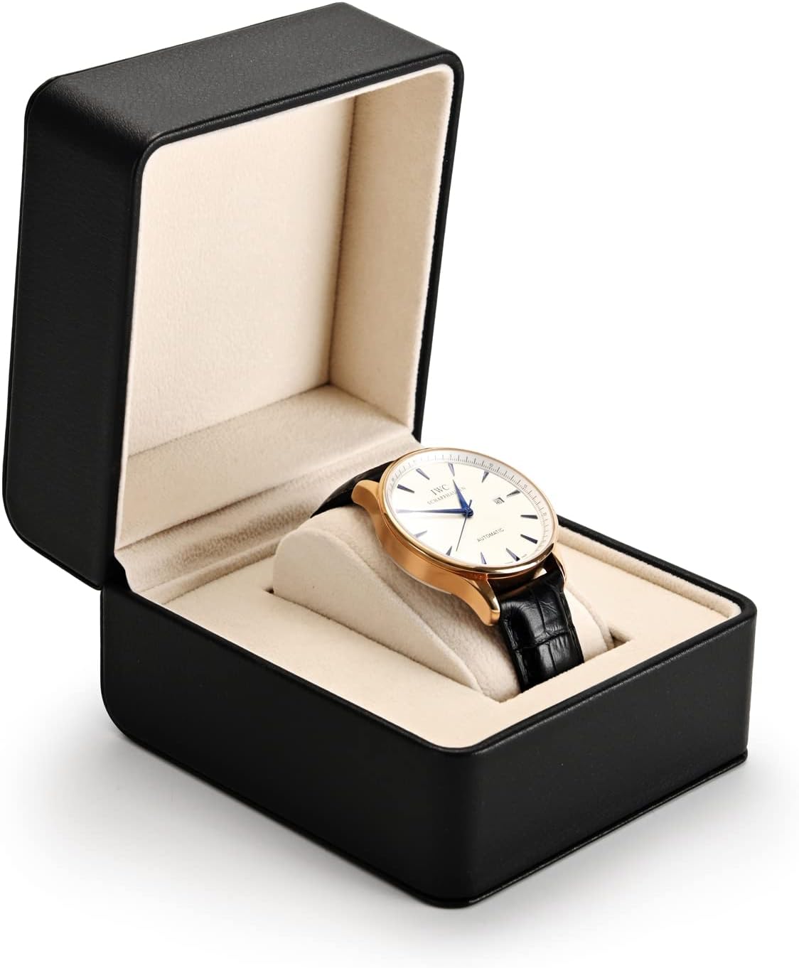 Premium Black Watch Box: Elegant Single Watch Storage