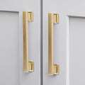 20 Pack Square Brushed Gold Cabinet Pulls 5 in Hole Centers - Solid
