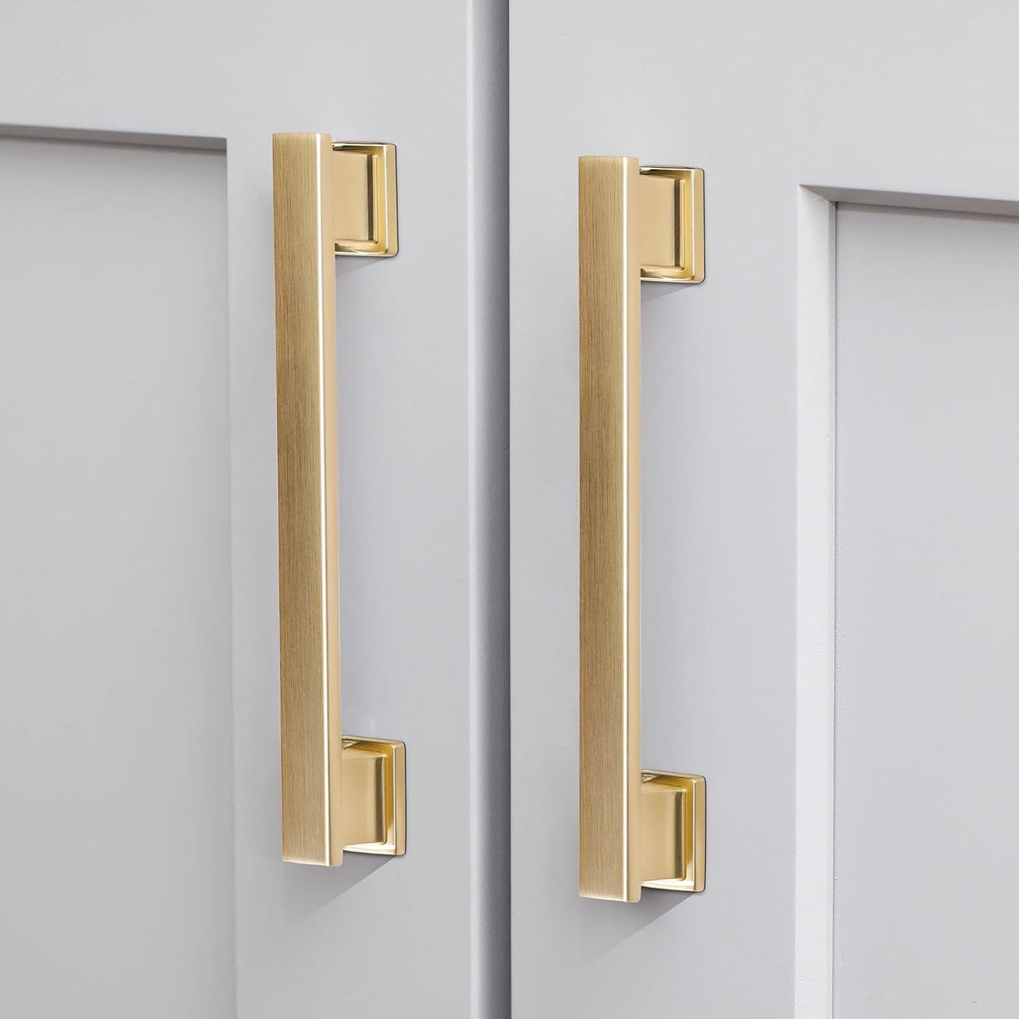 20 Pack Square Brushed Gold Cabinet Pulls for Kitchen and Bathroom
