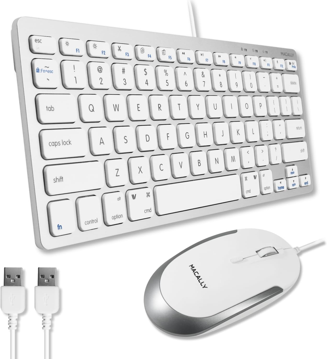 Macally Compact Keyboard & Mouse Combo - Space-Saving Solution