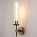 19.5in Knurled Brass Wall Sconce with Crackle Glass Tube - Vintage