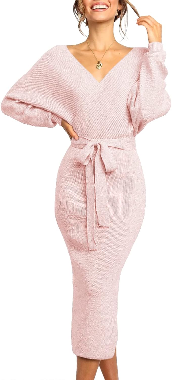 Chang Yun Women's Long Maxi Sweater Dress with Sexy Wrap Style