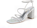 DREAM PAIRS Heeled Sandals Strappy Rhinestone Block Heel - Elegant